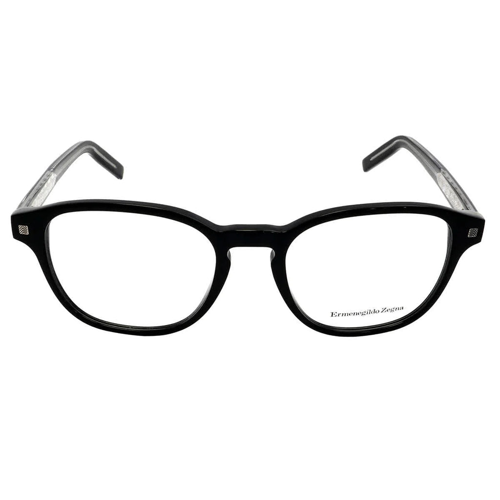 Rim Crystal Zegna Full Eyeglasses Shiny and Black Black/Shiny Ermenegildo EZ5169 Round