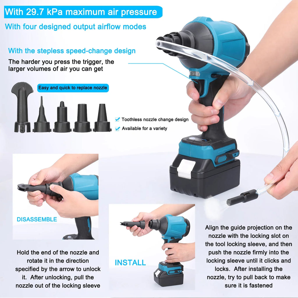 Fan Makita HUIOP Inflator Machine,Fan Compatible PAPAPI Air Battery Dust Inflator Compatible Spirastell Makita Air Cleanner dsfen Cleanner