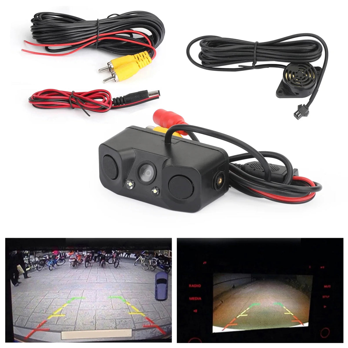 3in1 Camera Rear Parking Backup Camera Car Sensor View Reverse 170° Radar