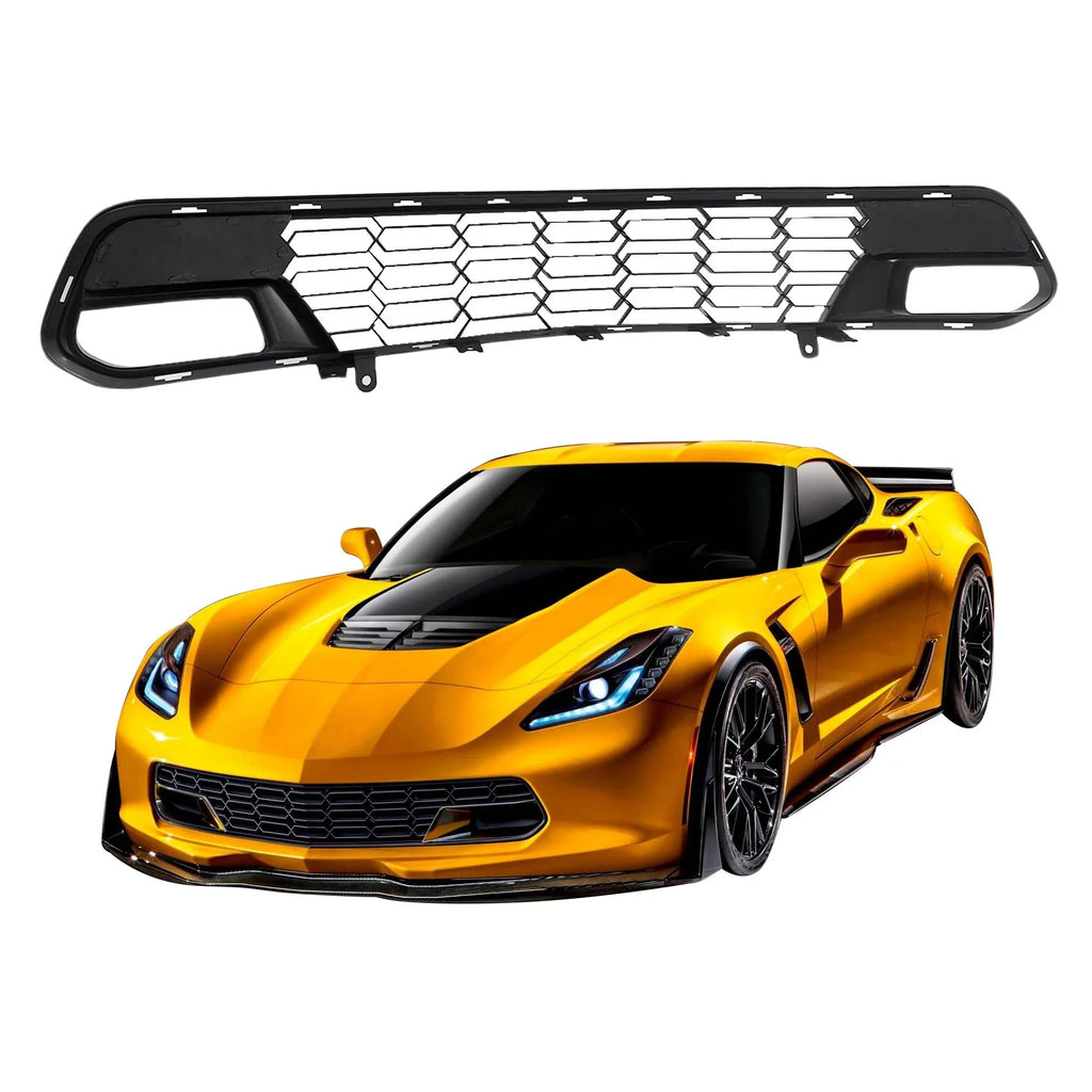 14-19 W/O Camera Bumper Chevrolet Grille For Black C7 Lower Gloss Front Corvette