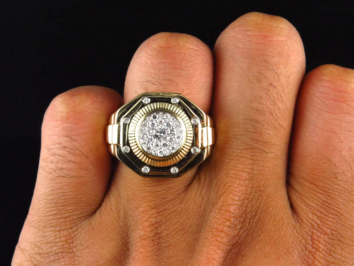 Ct) Ring Cluster Diamond Octagon Stunning (1.0 Set