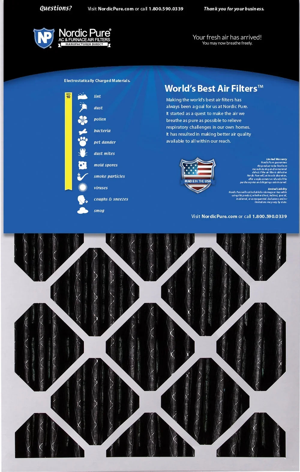 4 16x25x5 Replacement Air 10 (4 Filters MERV Carbon 3/8) Plus Honeywell Pack