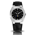| owned Black brand watch Silver/Black mens watches 40mm leather watch | Black Transporter Asorock |