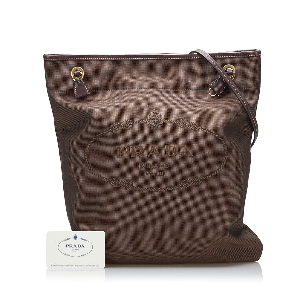 (Good) Unisex Brown Canvas Authenticated Logo Fabric Crossbody Crossbody Prada Pre-Owned Bag Canapa