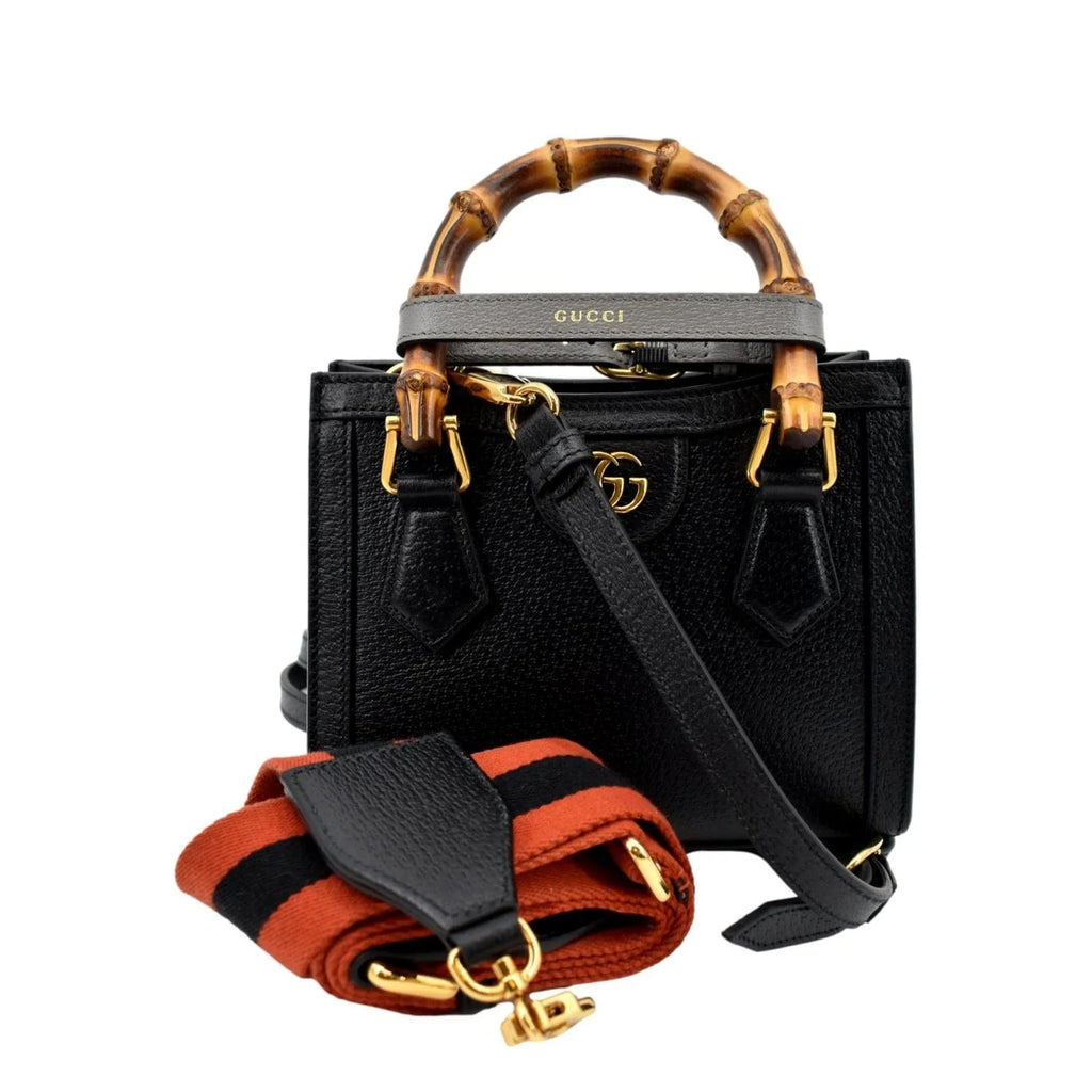 Bag Leather Black Bamboo Diana 702732 Tote Pre-owned Mini