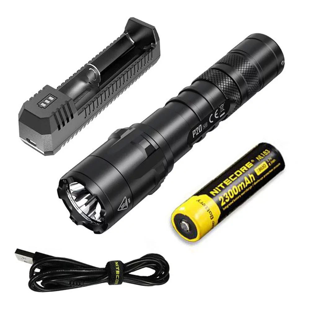 '- XP-L2 LED V6 1100 w/NL183 CREE Cord P20 - +Free Lumens Combo: Tactical Nitecore UI1 Flashlight Eco-Sensa V2 Battery, USB Charger