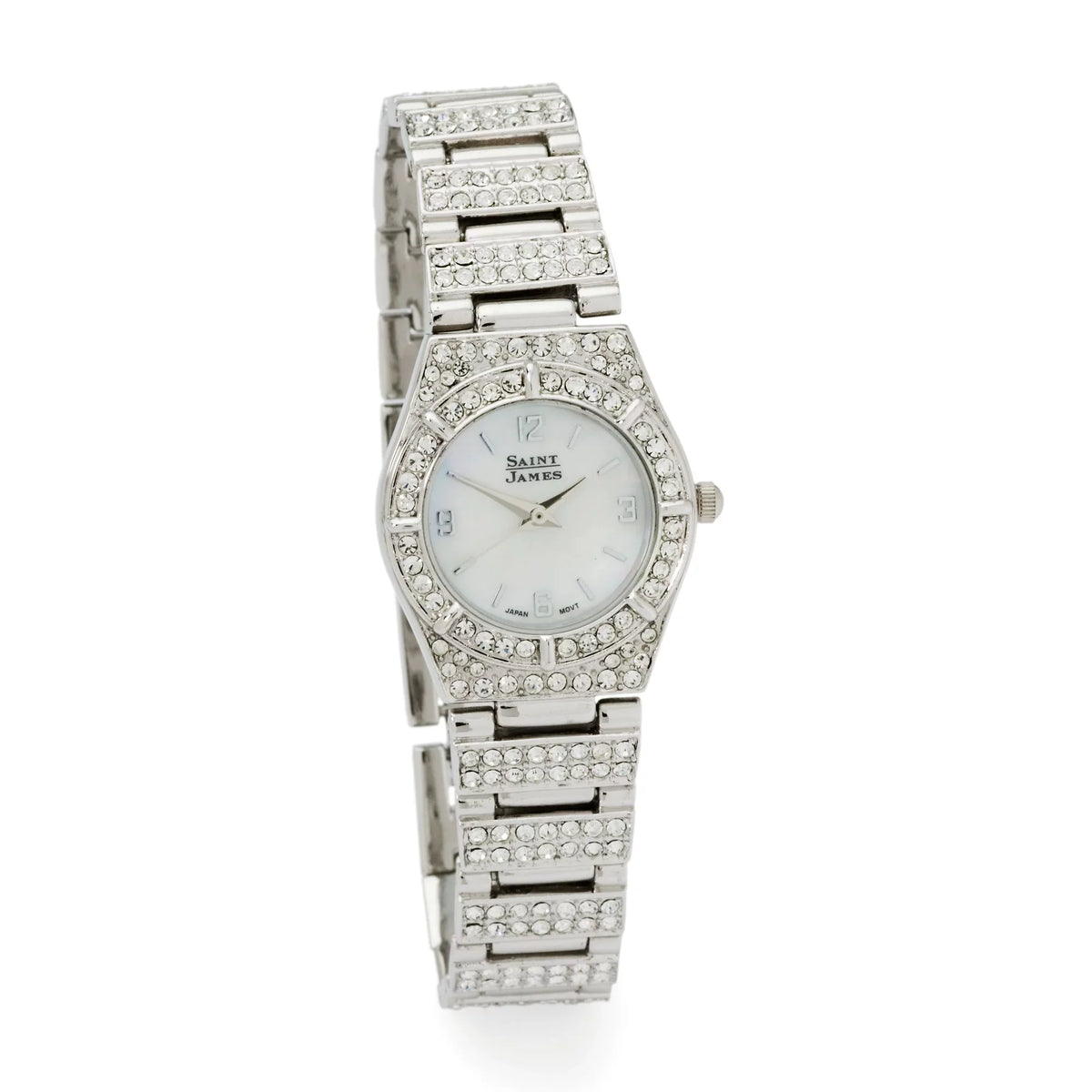 Women's, in Watch Mother-Of-Pearl Ross-Simons Saint Stainless James Steel, Adult Crystal 25mm and Women's