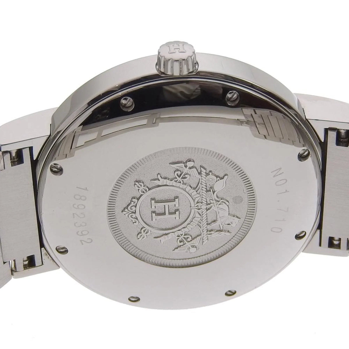 Hermes Steel Pre-Owned Watch White Dial Nomad Silver Stainless Display Quartz (Fair) NO1.710 Men's Made Swiss Analog