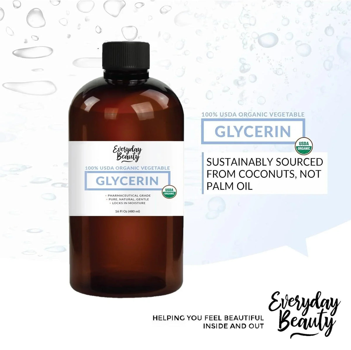 Hydration USDA – for From and Glycerin Crafts, Certified Derived - DIY – for Products, Coconut – Fl Organic Skin Moisturizer and 16 Beauty Perfect Oz – Hair Deep 100% Formulations