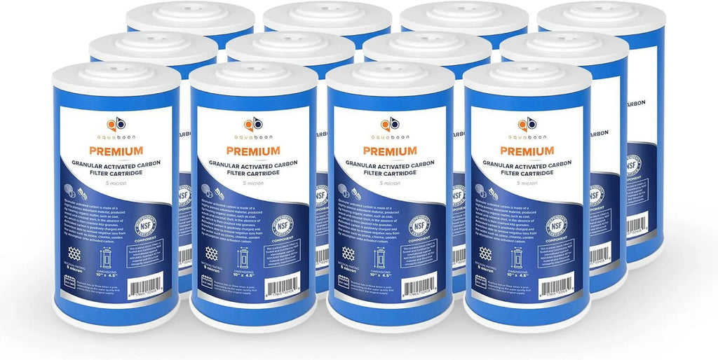 Granular Coconut 12-Pack House 4.5" (GAC) X emium Carbon Cartridge Water Shell 10" Replacement Whole 5 Micron Filter Activated