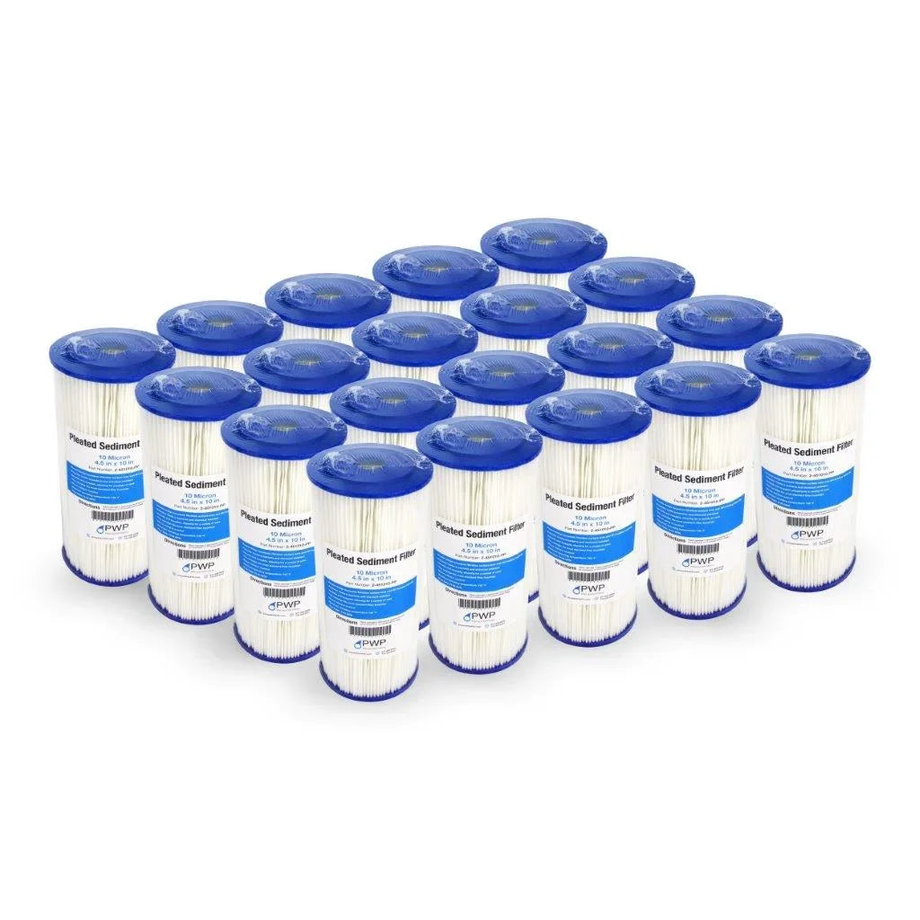 10 20 Pack Washable Water Filter Polypropylene Pleated Cartridge Micron 4.5x10"