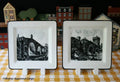 Salad Ceramic New Charming Cocktail Bridge Italian Square globe Plates 8" by 2 Brunelli Touch Old
