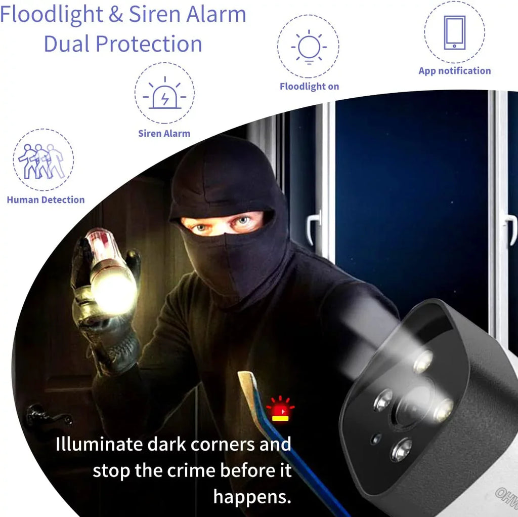 audio Antennas NVR Human Wireless Security Two-way Dual Home 3.0MP AI No waterproof, Camera 8CH HDD, IP66 System, Surveillance Detection {4pcs Floodlight},