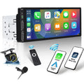 Podofo Mirror Player Car Radio Android HD Carplay USB,with Mic&Backup Link Camera Single Wireless Multimedia Bluetooth 6.86'' Touchscreen Car Audio Din Stereo 1 FM MP5 Auto Receiver