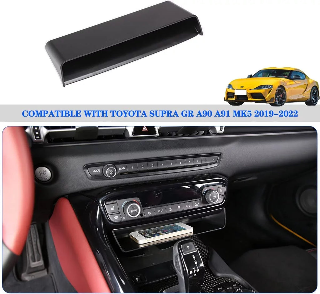 GR Accessories, Auto TINKI Interior MK5 Console Tray Box, 2019-2022 1PCS, Console A91 ABS Storage Organizer, Storage A90 Supra Center Suiatable Black for Storage
