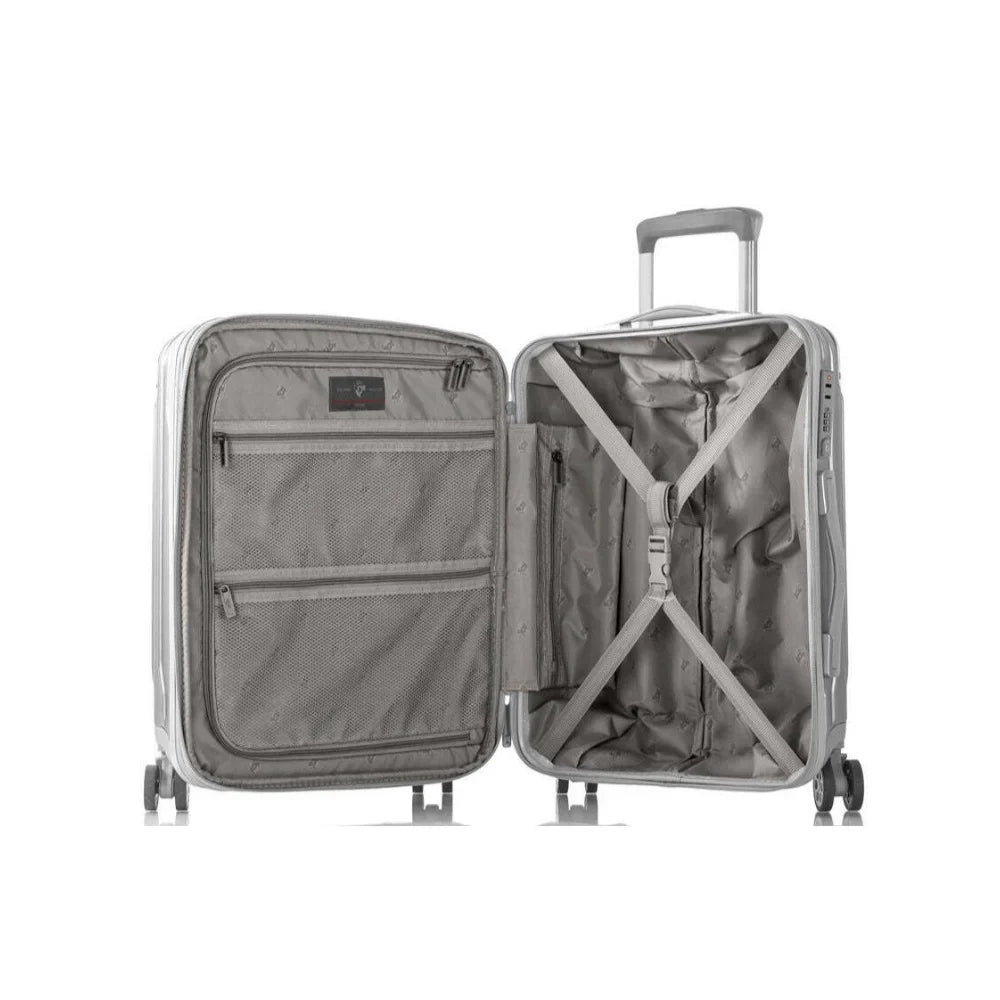 Heys Xtrak Combination Lock, Wheels TSA with 21-Inch Luggage Handle Carry-On Telescopic Expandable, System Spinner Silver Lightweight,