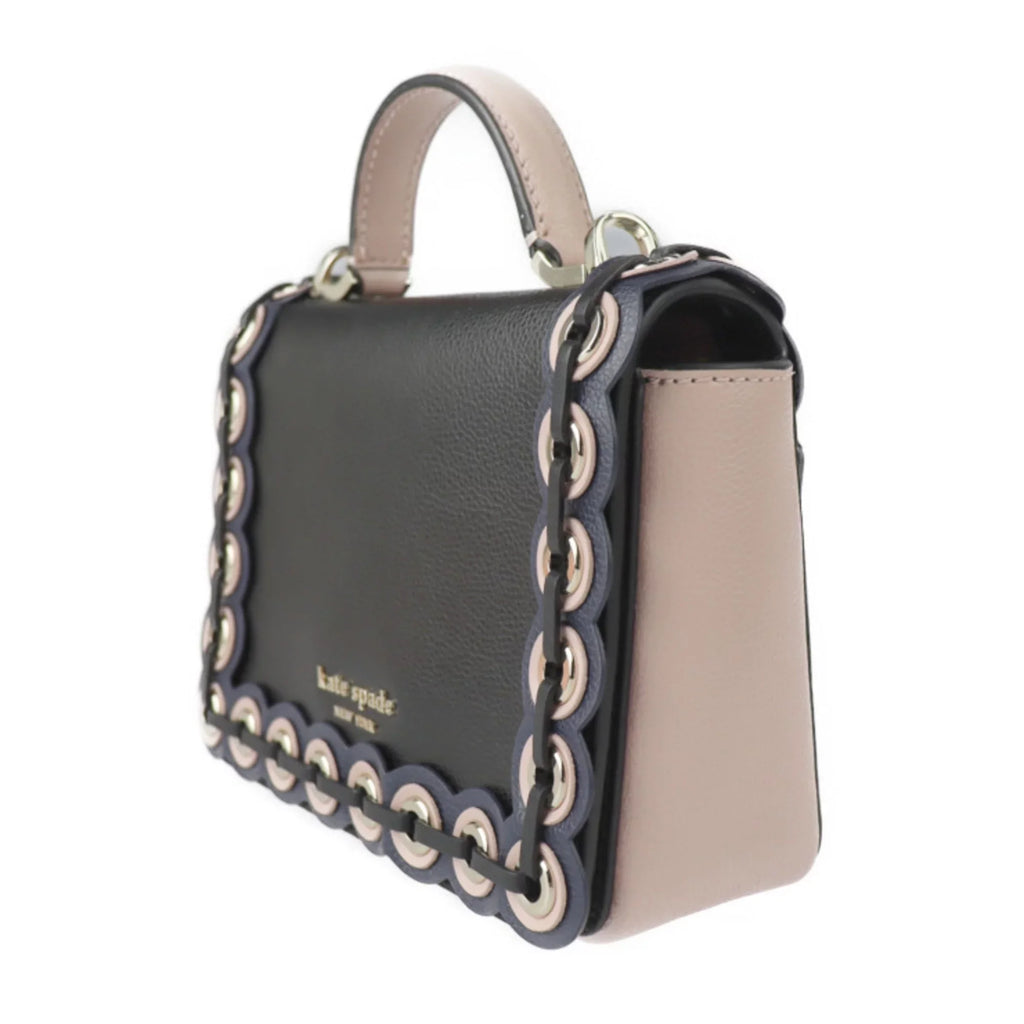 (Good) shoulder grommet Spade black Patternson Pre-Owned handbag punching WKRU5899 bag gold leather Kate beige drive hardware pink 2WAY Maisy