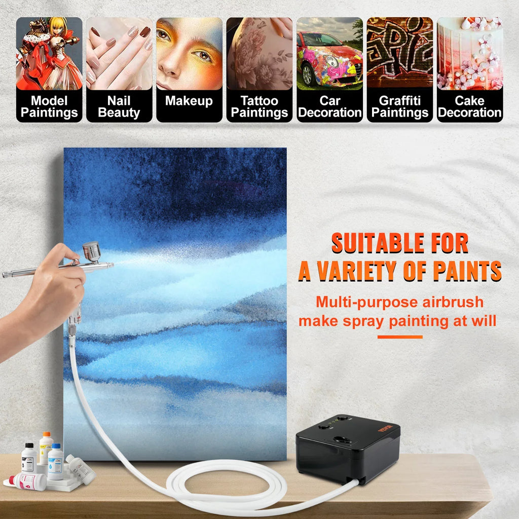 Tattoo Portable Feed w/ with Kit Airbrush Airbrush Cookie Airbrushing Art System Set Dual-action Multi-purpose Gravity Compressor, SKYSHALO Airbrushes, Nail Kit, Makeup