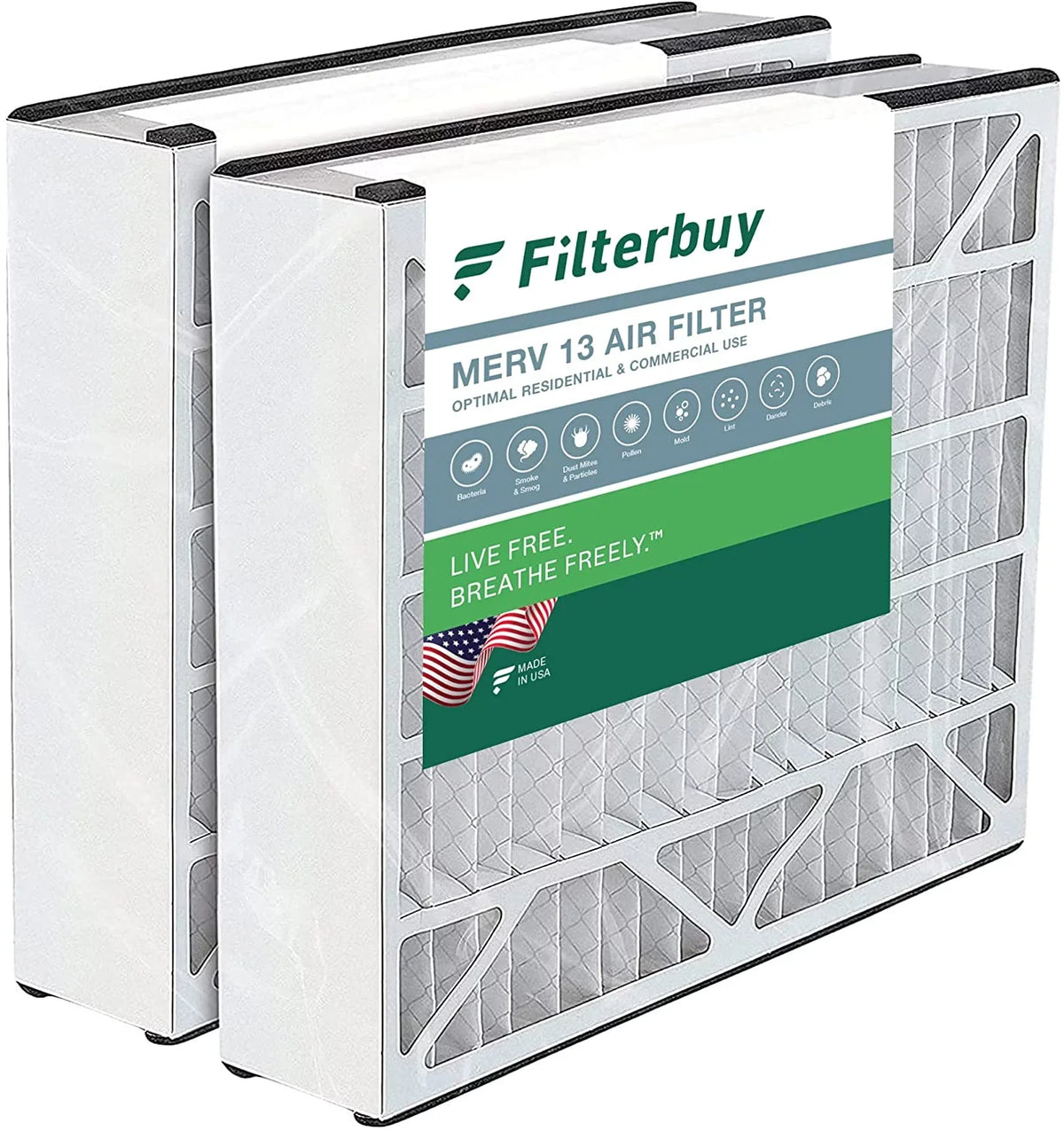 for Filters Air MERV Filterbuy 13 HVAC Furnace Bear AC 20x20x5 (2-Pack) Air Pleated 255649-103 Trion