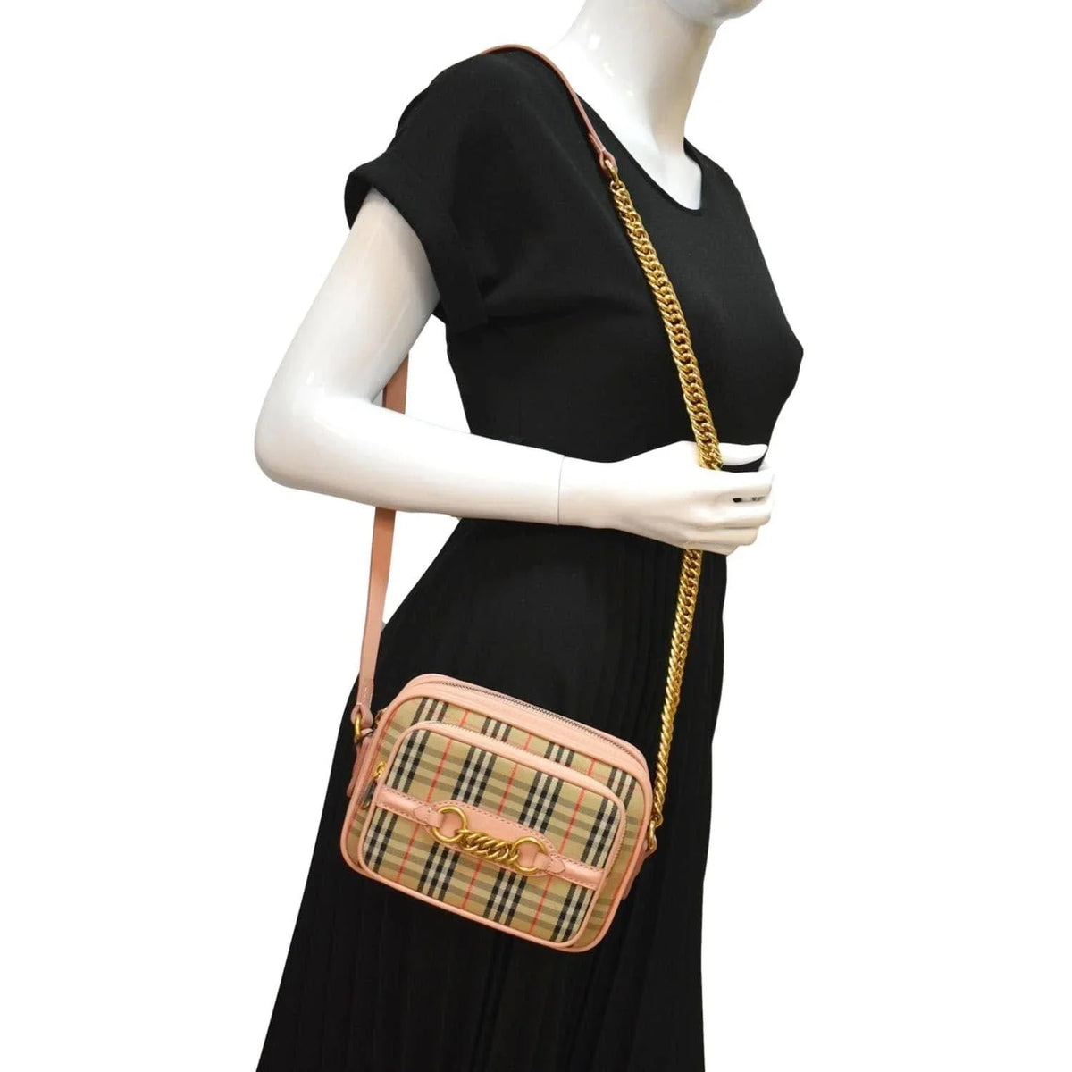 Camera Pre-owned Link Knight Bag BURBERRY Crossbody Pink Light 1983 Check