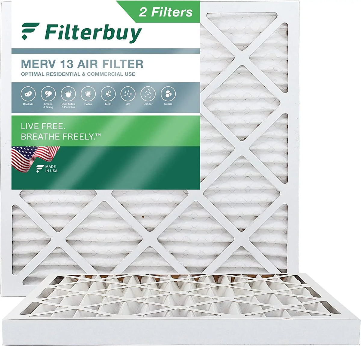AC Air Filters Filterbuy 13 Pleated Furnace (2-Pack) HVAC 20x20x2 MERV