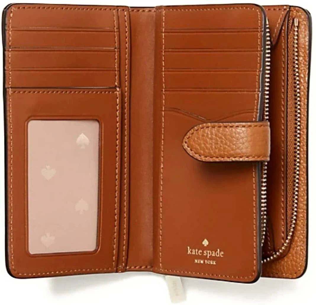 Medium Warm Kate Spade Leather Bifold Gingerbread Leila Compact Wallet New York