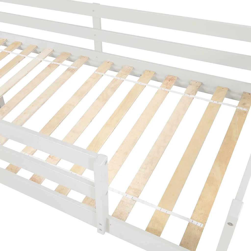 Needed Loft with Size (White) Teens Twin Loft Spring Frame and for Wood Low Bright with Toddlers Box Stairs Rail &amp; Harper Designs No Bed Bed Safety NLTBONNIE Slide