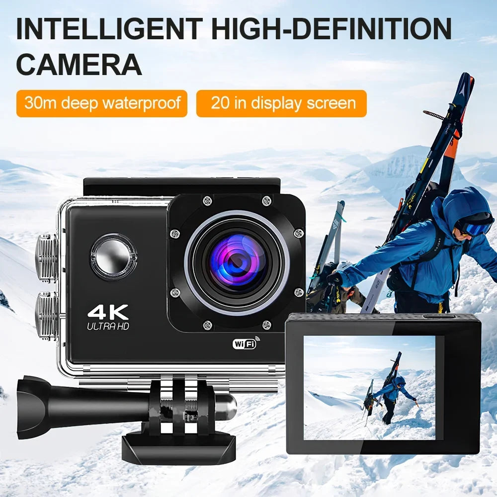 Action 4K Camera Screen Waterproof Video WiFi Camcorders Helmet Underwater Recorder Sports Cam Camera 170D 2.0-inch Recording DV