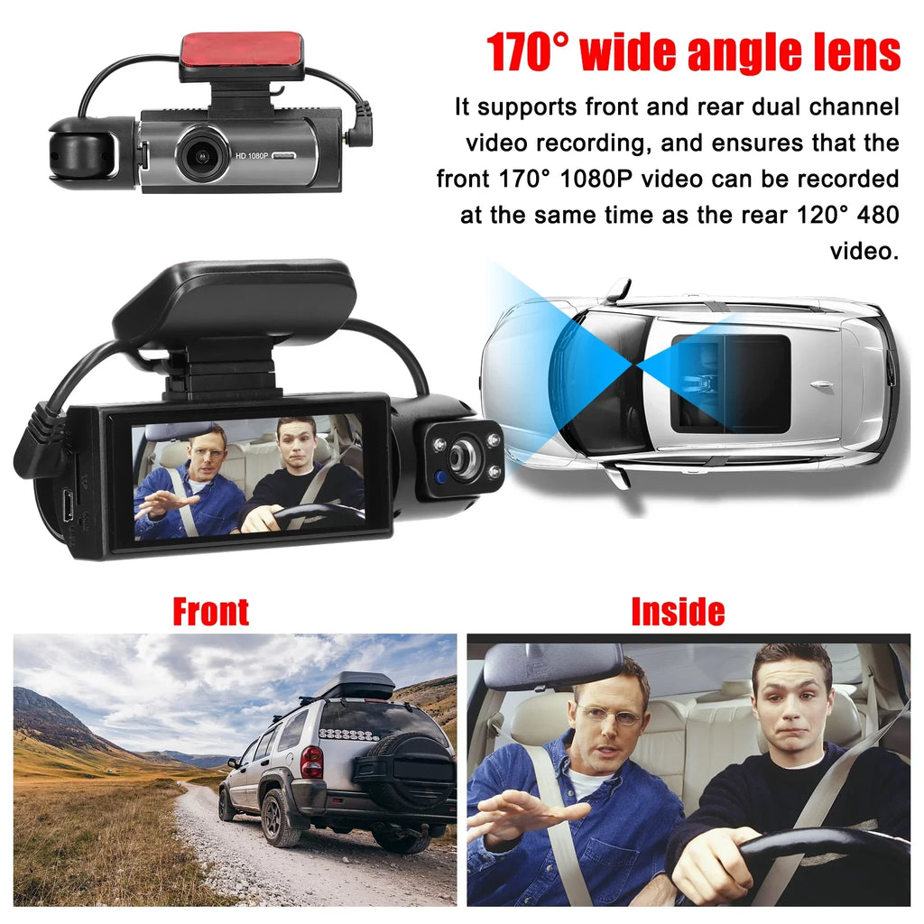 Lens Angle 170 Multi-language Detection Dash Meterk Camcorder Car Motion Video Recorder Recorder Wide Car Night DVR Degree Dual Auto Car Viewing Cam