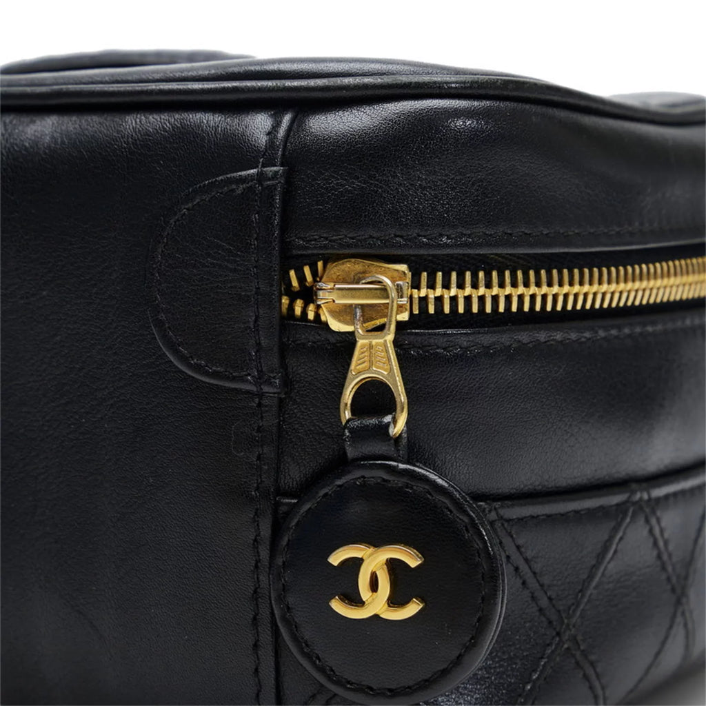 Black Handbag Bag Bicolore Cocomark (Fair) Vanity Pre-Owned Ladies Lambskin