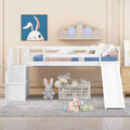 Needed Loft with Size (White) Teens Twin Loft Spring Frame and for Wood Low Bright with Toddlers Box Stairs Rail &amp; Harper Designs No Bed Bed Safety NLTBONNIE Slide