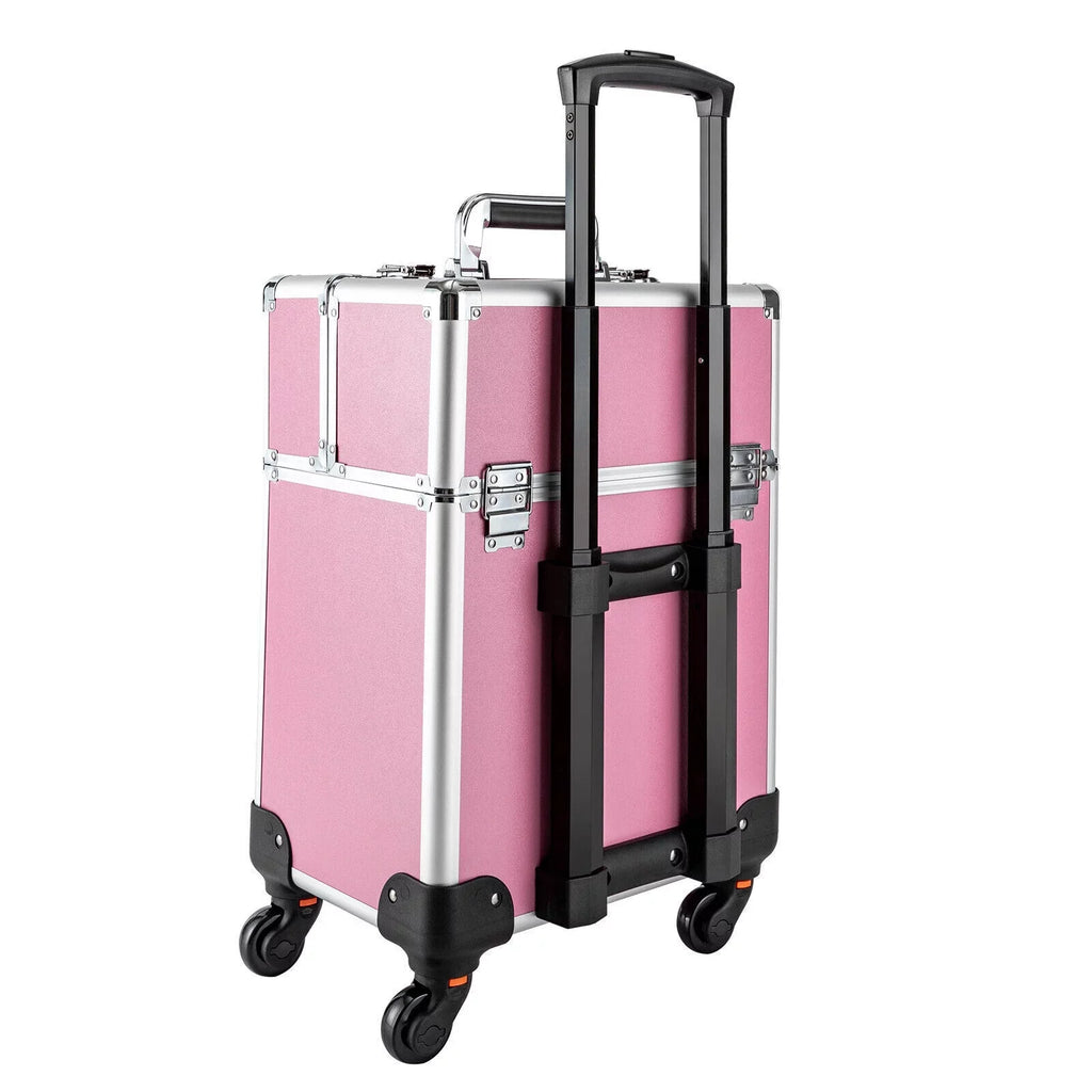 Storage Adjustable Cosmetic Travel Beauty Case for Case Professional Care Barber Miumaeov Train Salon Organizer Case Large Personal Rolling Dividers Cosmetic Makeup Trolley