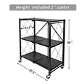Suitable Foldable Shelving Kitchen, Metal Heavy Organizer Rack Unit Easy Shelving Storage Moving Black Storey Garage for 3-Tier with Duty
