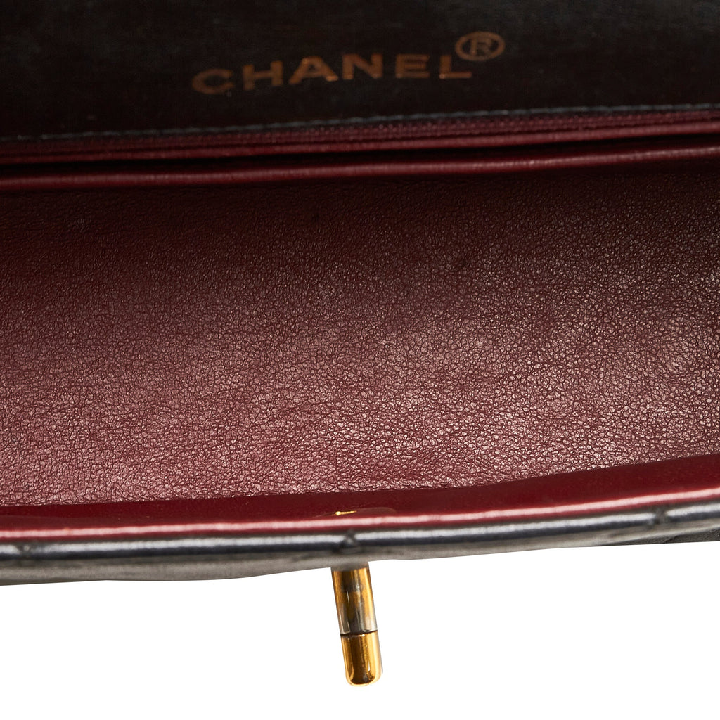 Leather Black Pre-Owned Crossbody Unisex Bag Flap Authenticated Small Lambskin (Good) Diana