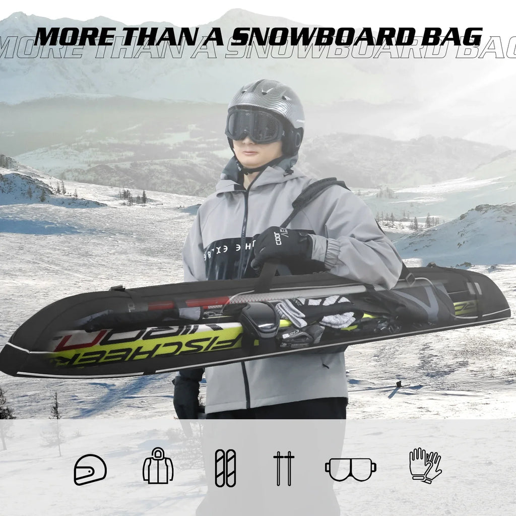and Ski Bag Outdoor 600D Travel Ski for 170CM/67IN Single Waterproof Travel Bag Snowboard Bag Shoulder Ski, black Cloth Transport, Strap Adjustable Oxford Camping