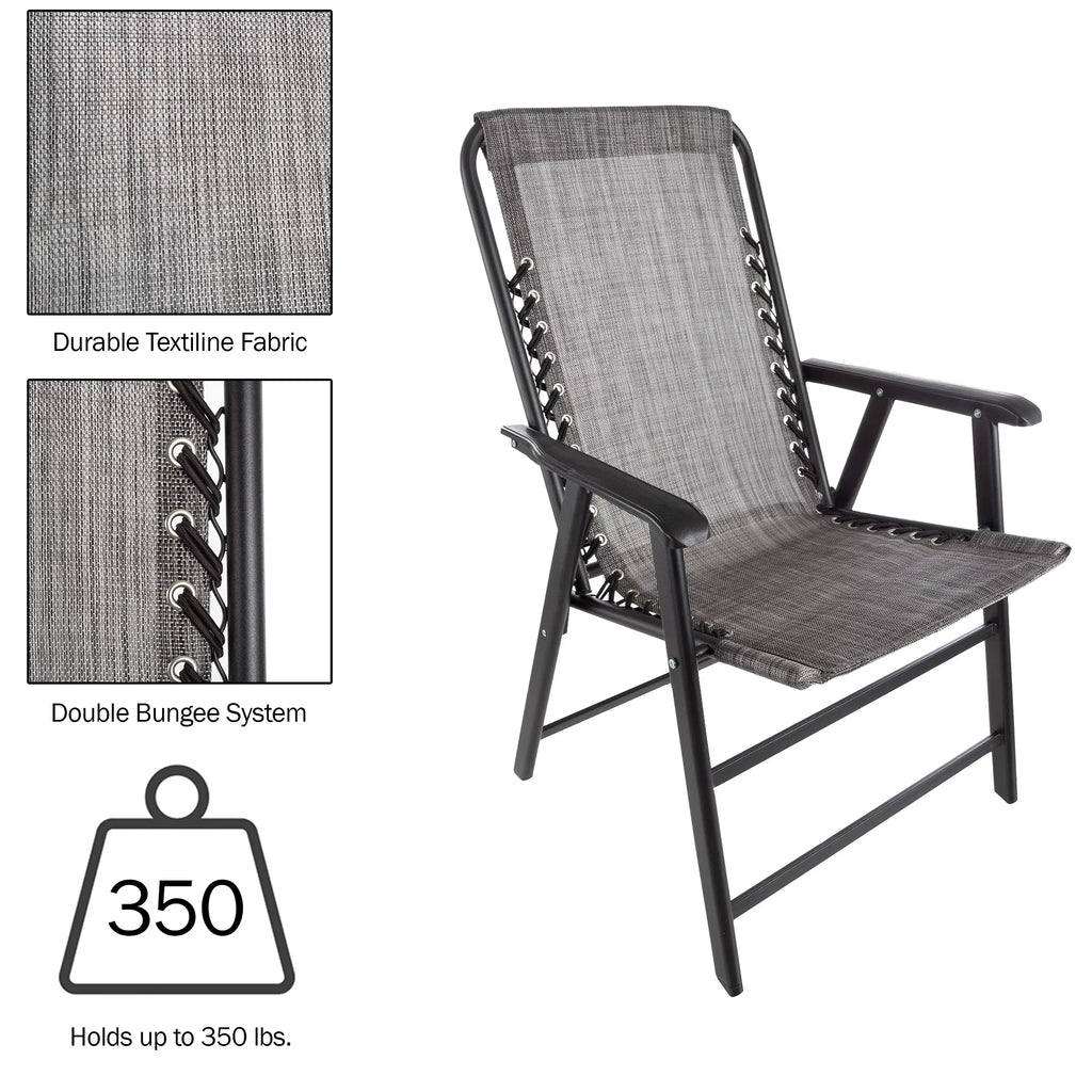 Pure for Textilene Adult Folding with Garden Chairs - of Camping Fabric Gray/Set 2