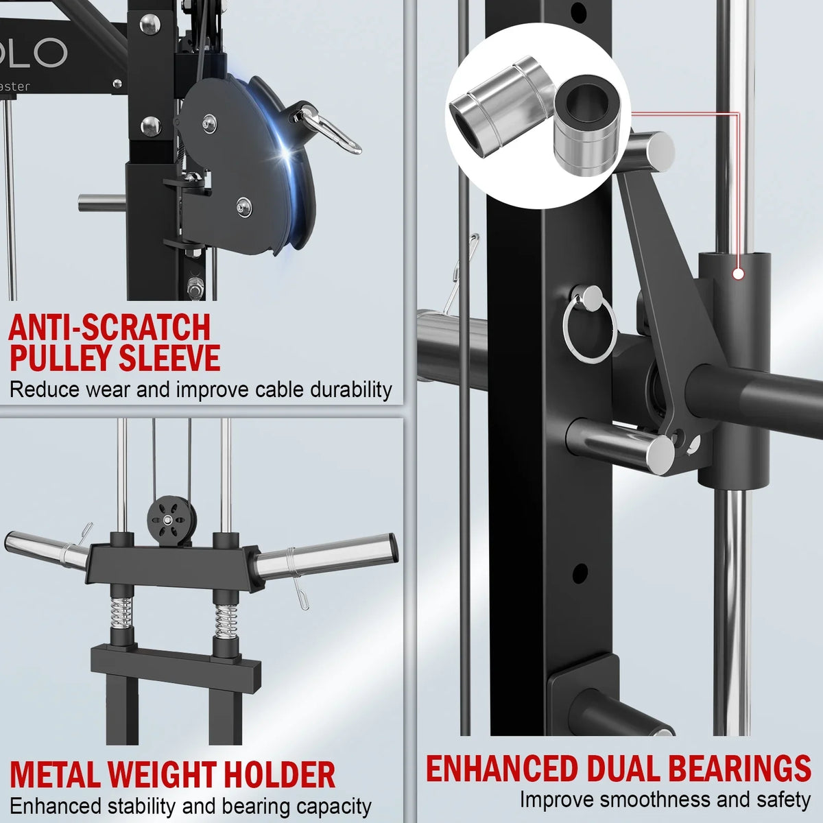 Total Weight Capacity Adjustable with Crossover, Gym, Smith 800LB lbs Cage Cage 100 Rack lbs Home Weight Plate, Machine Strength Cage Training with 2000 and Bench Cable Body Power Mikolo Smith