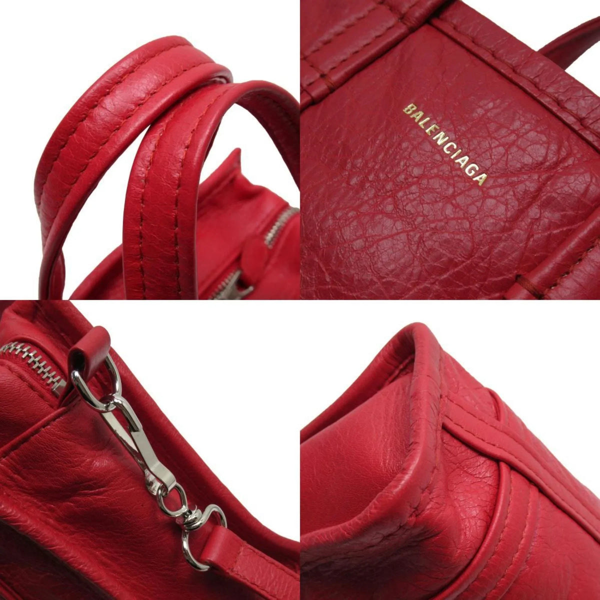 Red (Good) Shoulder Leather Ladies Pre-Owned Bazaar Handbag Bag BALENCIAGA XXS Shopper Silver