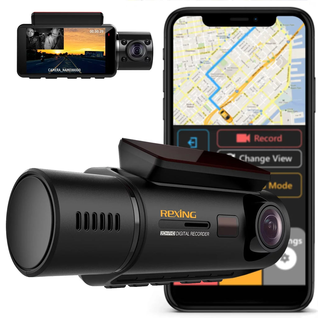 Dash Front Rexing V3 Cabin with & Cam and 1080P Wi-Fi GPS Inside