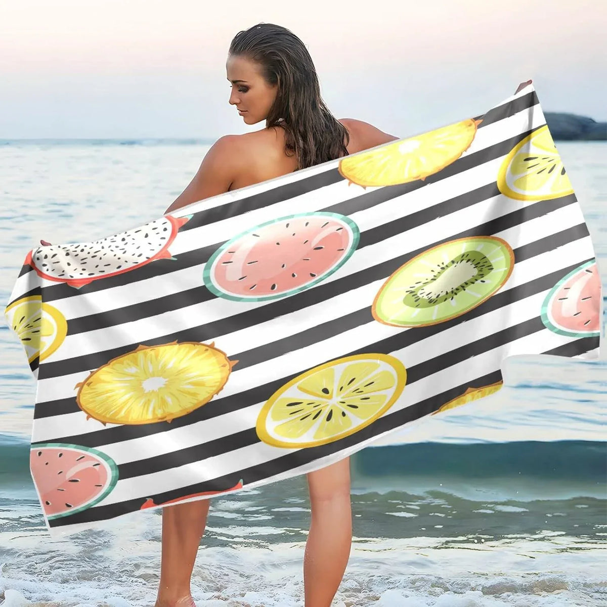 Towel, Towel Microfiber Thin Swim Free Oversized Tropical Towel Beach Sand Lightweight Quick Fruit Yoga 30”X60” Multipurpose Towel Pool Bestwell Shower Blanket, Slice Dry Bath