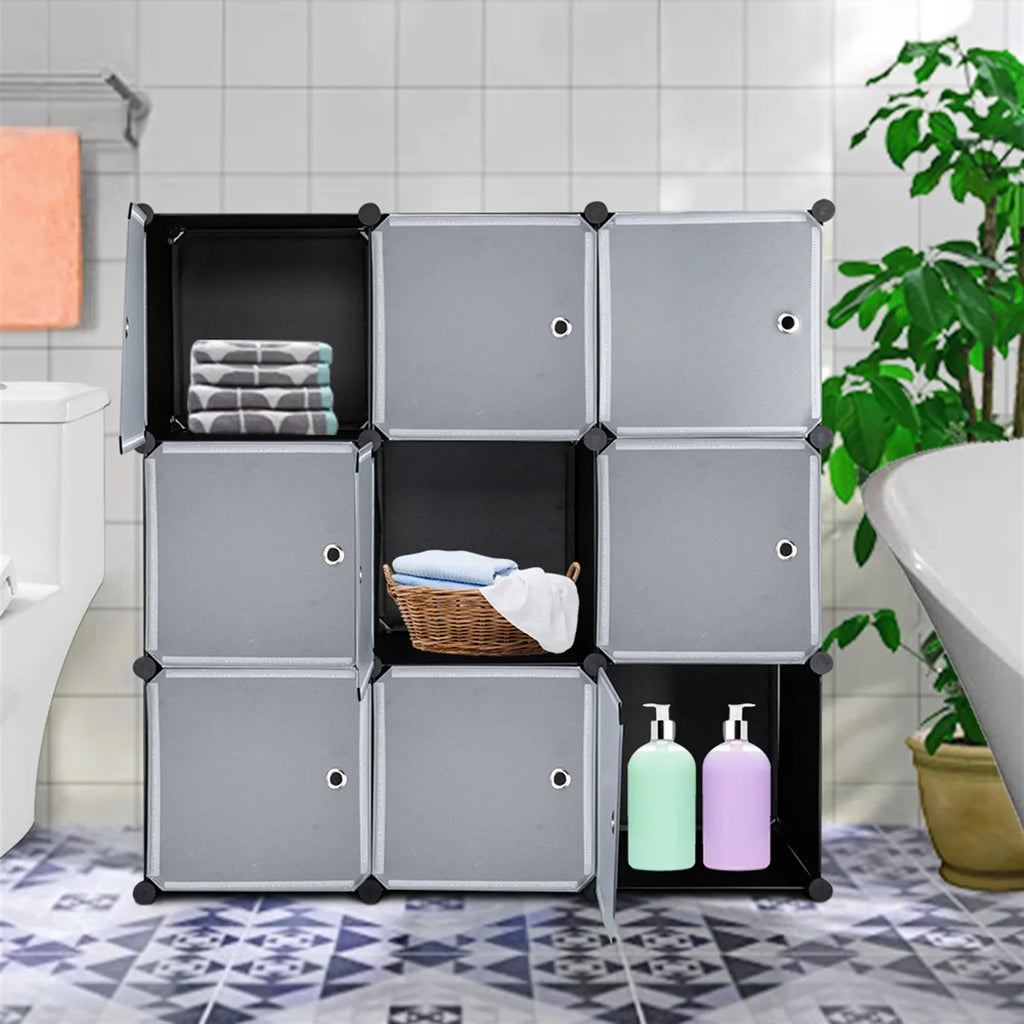 Cabinet, BMTBUY Units, Organizer DIY Closet Plastic Doors Shelf with Shelving Book Modular Storage 9-Cube