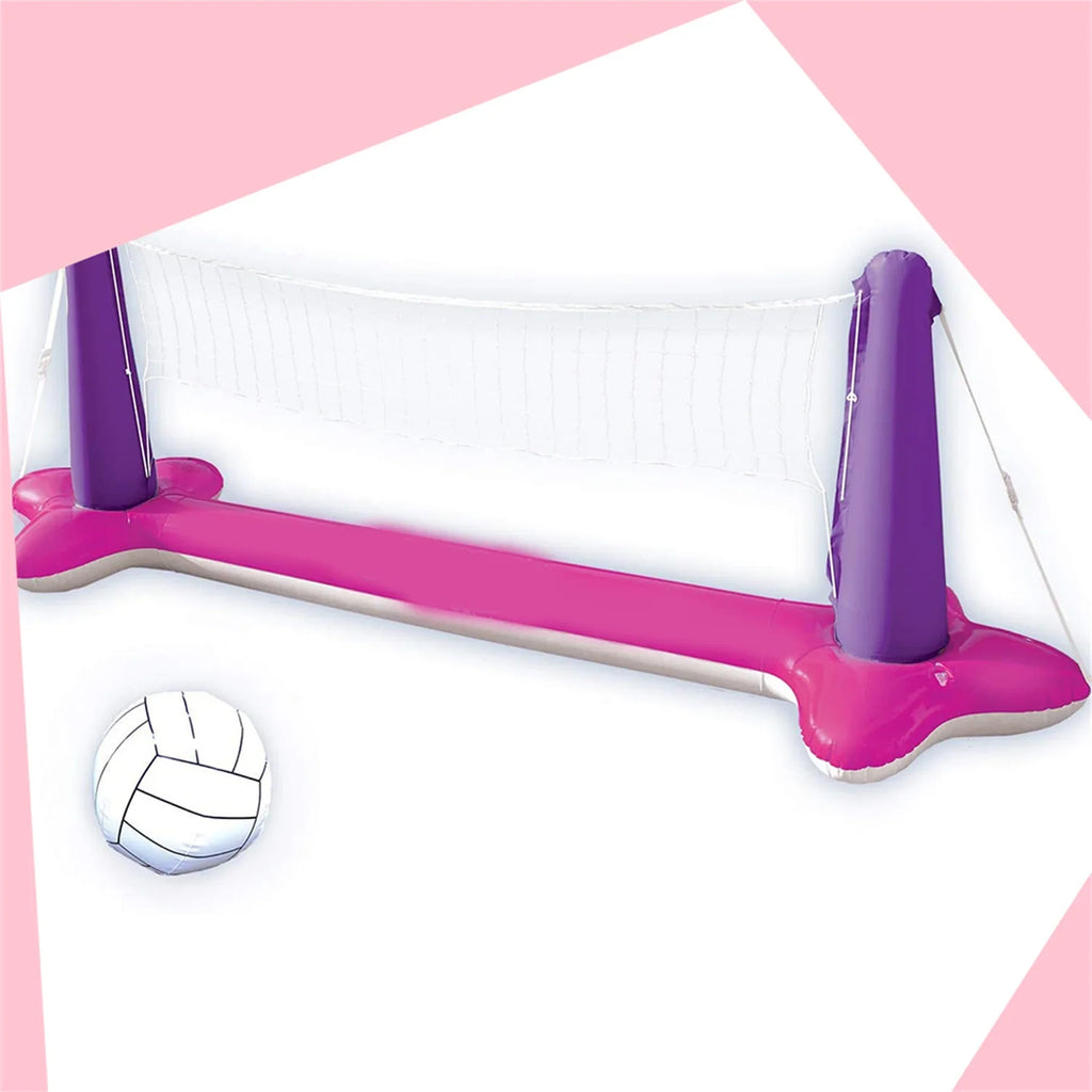 Basketball & Set Float Pool Net Volleyball Inflatable Hoops Pink