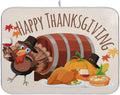 Dry Kitchen Autumn Turkey Dish Thankgiving Harvest Wellsay Fall Accessories Dish Drainer Dishes 16x18inch Mat Rack Fast Counter Happy Pad Drying for Mats Absorbent
