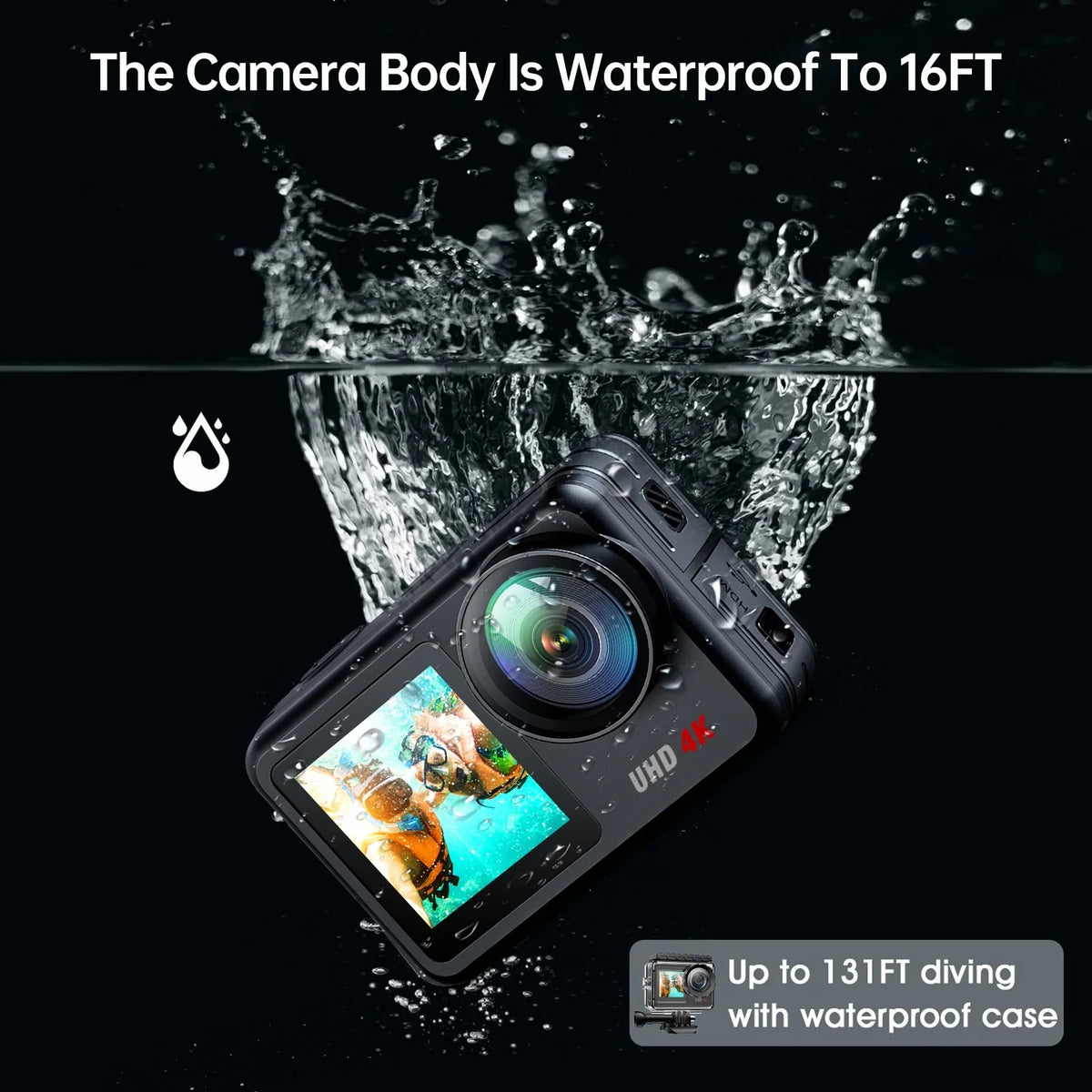 20MP Camera Camera Sports Camera Camera Action Vlog Compatible WiFi Campark Accessories 4K Waterproof 30FPS Underwater GoPro Kits Screen Touch