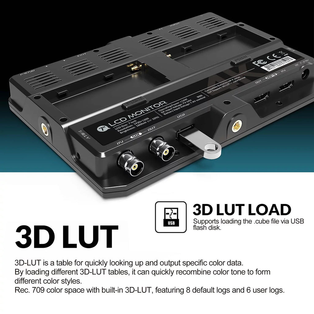 On- & Brightness Monitor Resolution Support H7S Output Full & with 1800nit Ultra HD Photos Functions LILLIPUT 3G-SDI 4K- HDR Viewable 4K Inch Sunlight Taking for 7 Creating Input 3D-LUT Movi