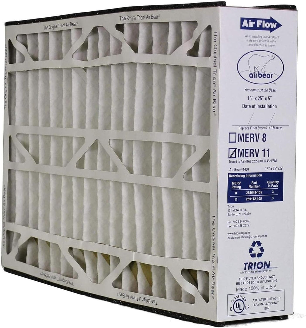 Systems, Purifier for Purification Bear x 5 11 25 White x Replacement Cleaner Pack) Air Air Inch 16 Performance High Filter (3 MERV
