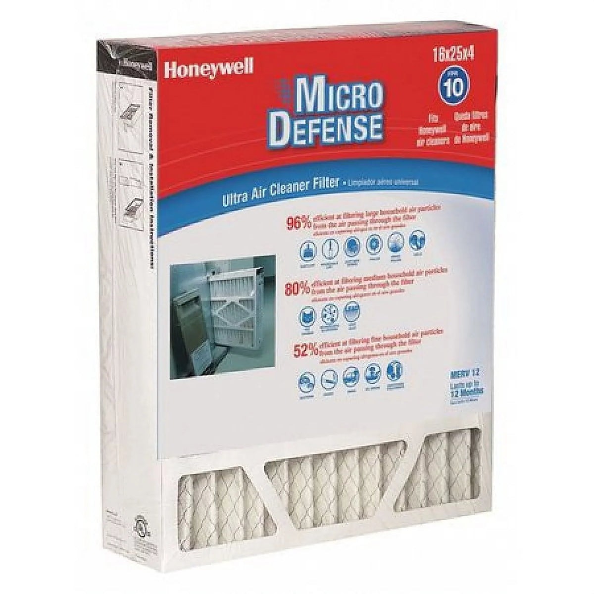 Honeywell Air Filter,MERV 12,16x25x4" Home
