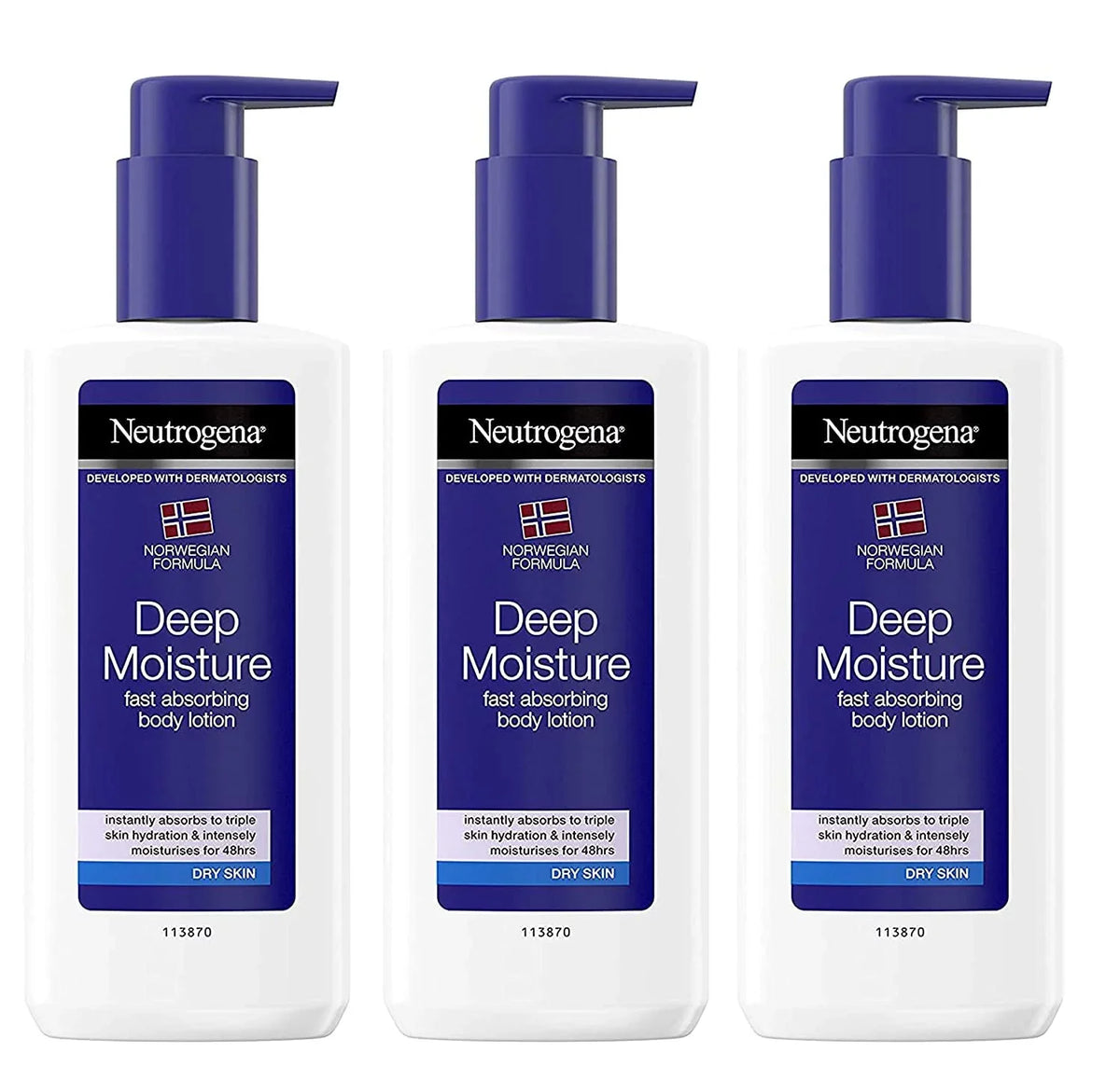 3) 8.45 Of (Pack Formula For Neutrogena Fast Deep Body Norwegian Dry Absorbing Moisture Lotion Ounce Skin,