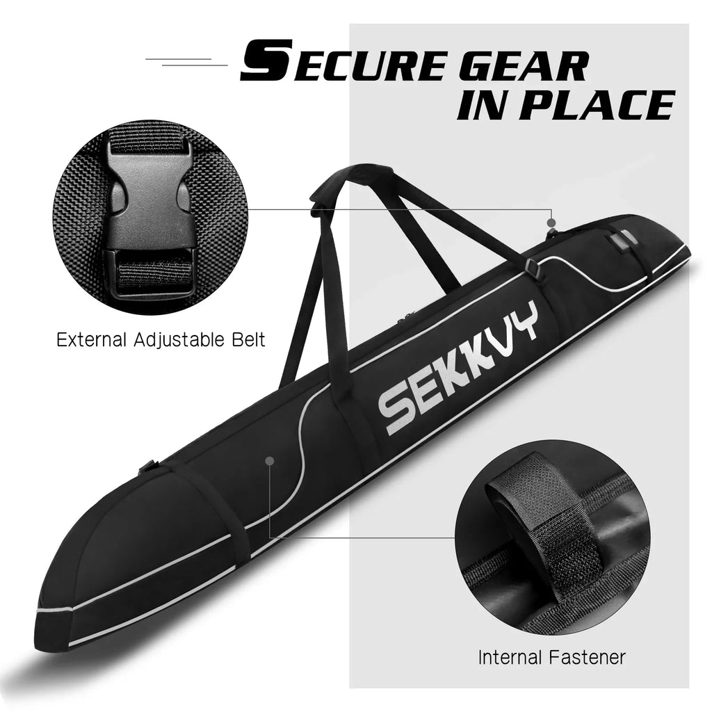 and Ski Bag Outdoor 600D Travel Ski for 170CM/67IN Single Waterproof Travel Bag Snowboard Bag Shoulder Ski, black Cloth Transport, Strap Adjustable Oxford Camping