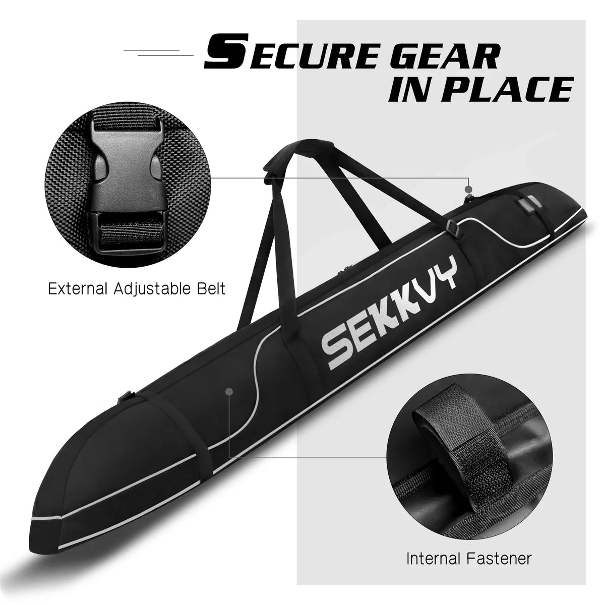and Ski Bag Outdoor 600D Travel Ski for 170CM/67IN Single Waterproof Travel Bag Snowboard Bag Shoulder Ski, black Cloth Transport, Strap Adjustable Oxford Camping